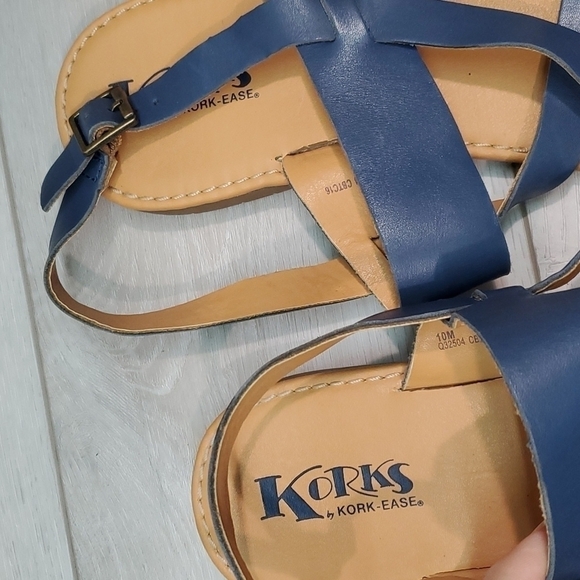 Korks by Kork-Ease Women Ankle Leather Sandals Loop Toe Flats sz 10M - Picture 6 of 13